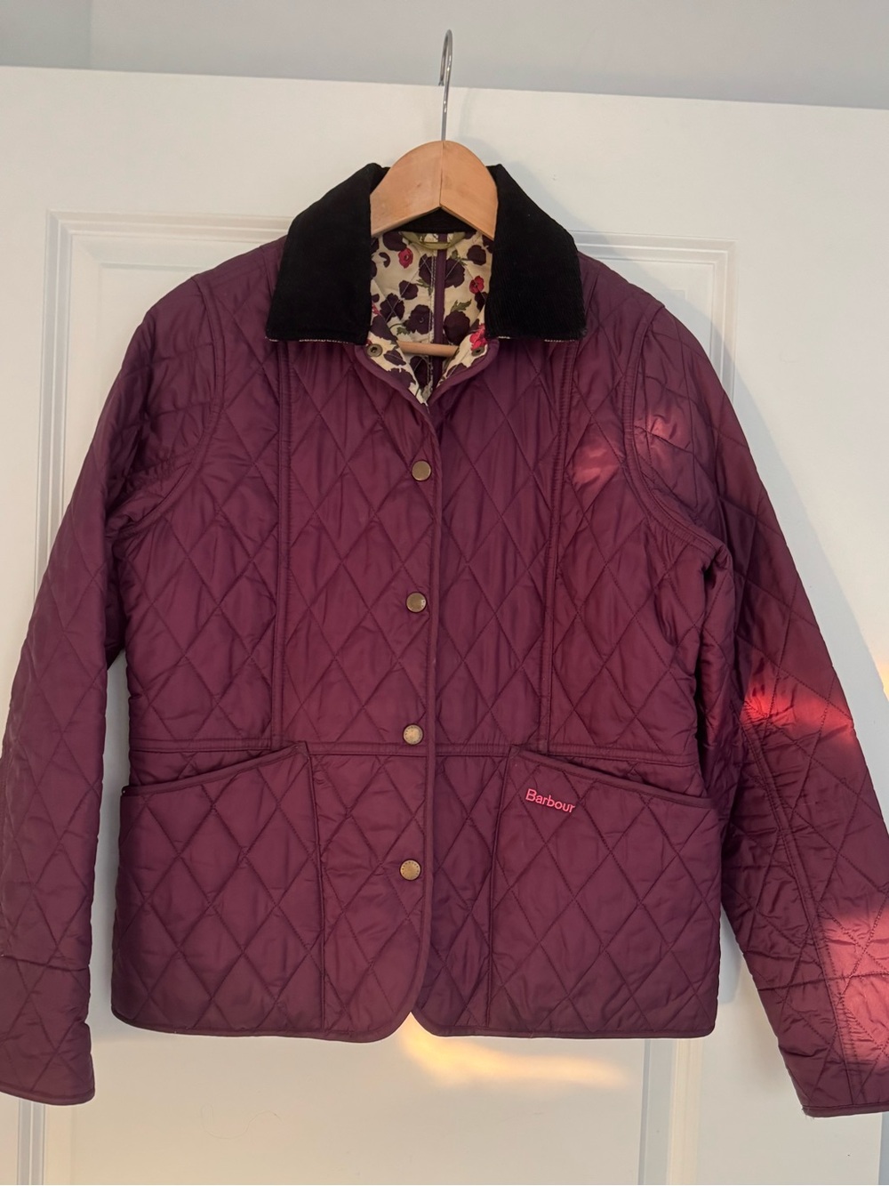 Barbour purple quilted floral women’s med jacket
